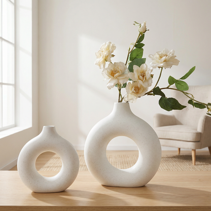Vases en céramique design circulaire