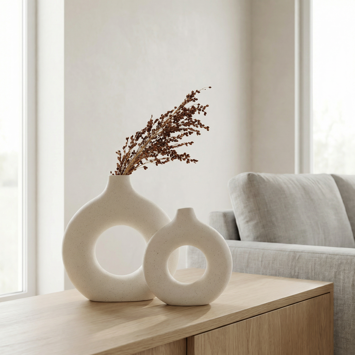 Vases en céramique design circulaire