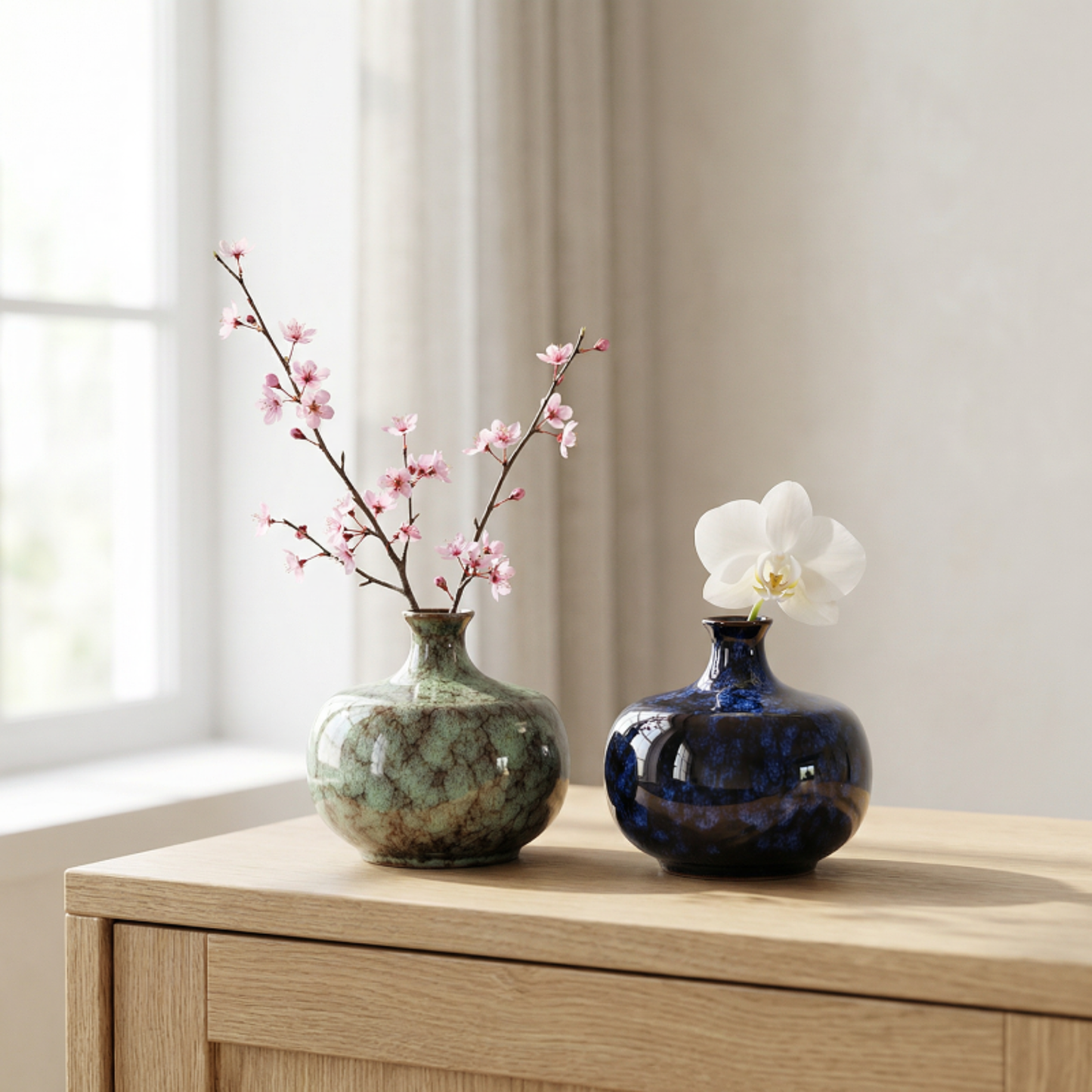 Vases en céramique effet craquelé