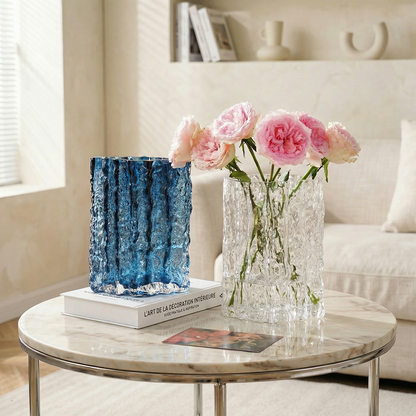 Vases en verre texturé