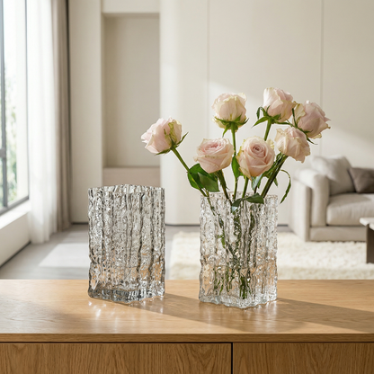 Vases en verre texturé