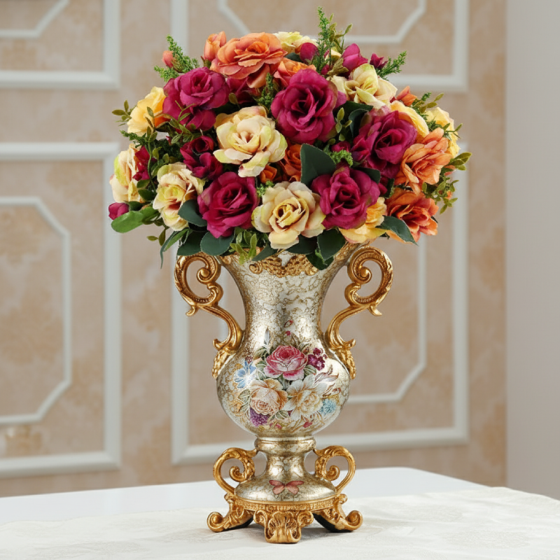 Vases décoratifs en résine style baroque floral – Élégance classique L'univers-du-vase