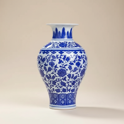 Vases en céramique bleue et blanche – Motifs floraux élégants L'univers-du-vase