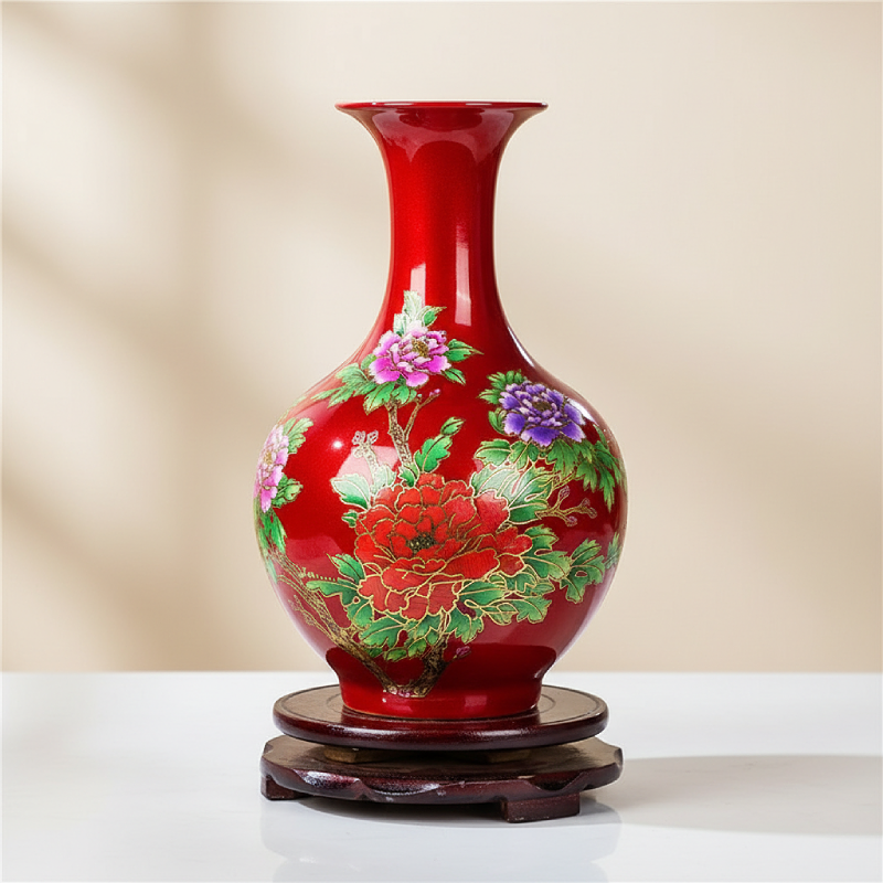 Vases en céramique rouge – Décor floral raffiné et inspiration asiatique L'UNIVERS DU VASE