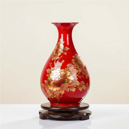 Vases en céramique décorée – Motifs floraux dorés d’inspiration asiatique L'UNIVERS DU VASE
