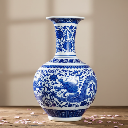 Vases en céramique bleu et blanc – Motifs dragons d’inspiration chinoise L'UNIVERS DU VASE