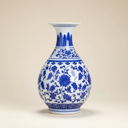 Vases en céramique bleue et blanche – Motifs floraux élégants L'univers-du-vase