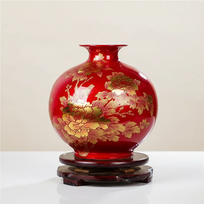 Vases en céramique décorée – Motifs floraux dorés d’inspiration asiatique L'UNIVERS DU VASE