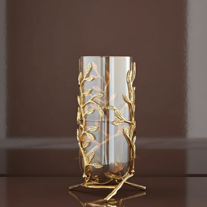 Vase en verre et métal doré – Design végétal élégant L'univers-du-vase