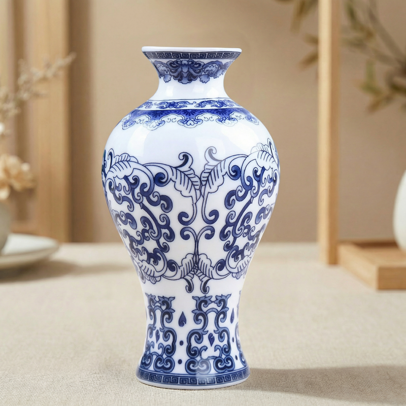 Vases en céramique blanc et bleu – Motifs asiatiques élégants L'univers-du-vase