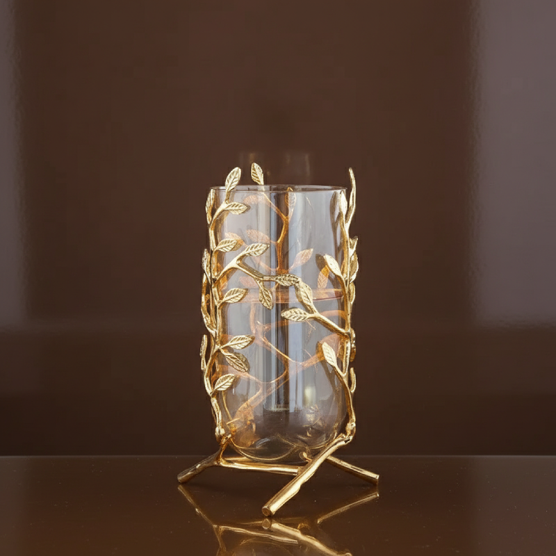 Vase en verre et métal doré – Design végétal élégant L'univers-du-vase