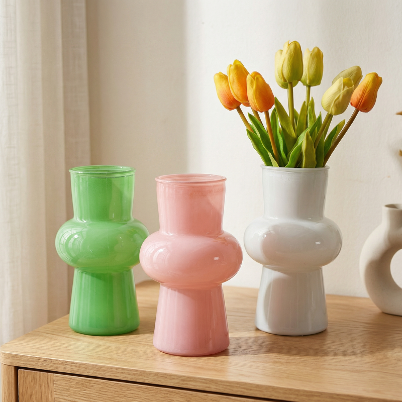 Trio vases verre design lanterne
