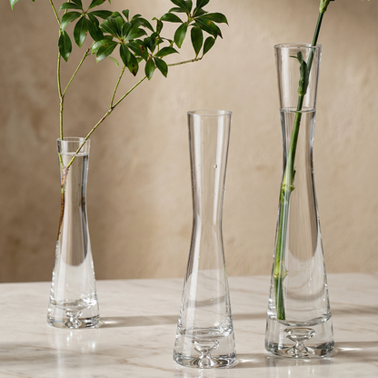 Trio vases verre élancés design minimaliste