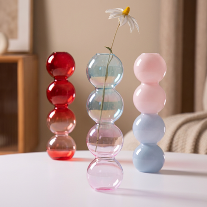 Trio vases verre formes sphériques quatre boules