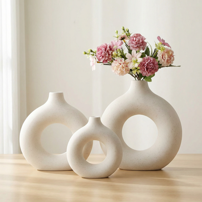 Vases en céramique design circulaire