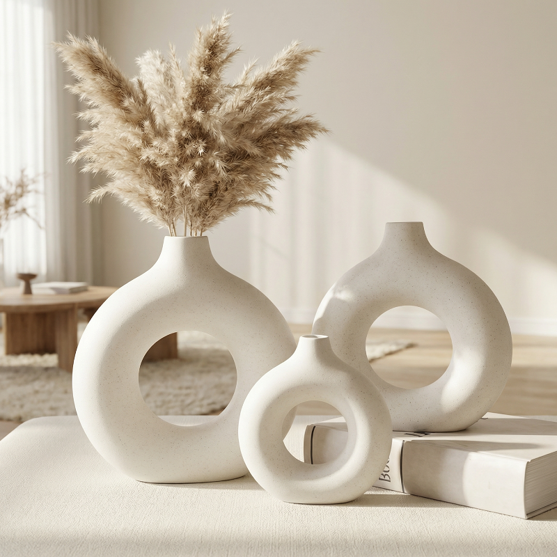 Vases en céramique design circulaire