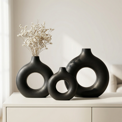 Vases en céramique design circulaire