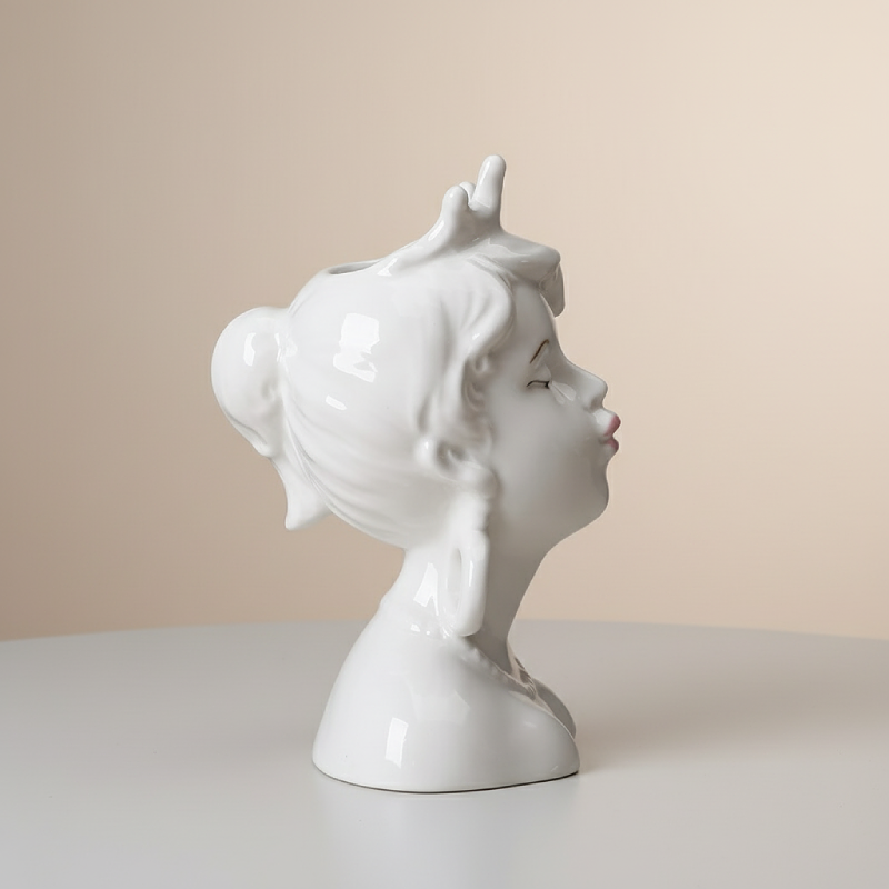 Vase Céramique visage blanc femme