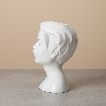 Vase Céramique visage blanc homme