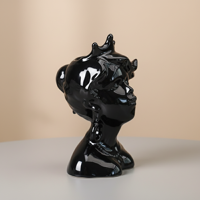 Vase Céramique visage noir femme