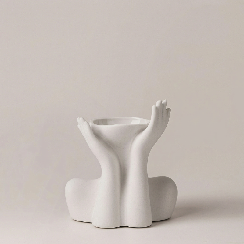 Vase céramique blanc buste femme modèle C