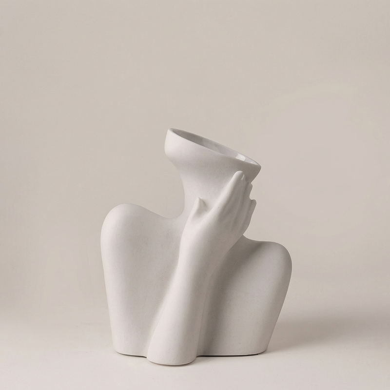 Vase céramique blanc buste femme modèle A