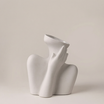 Vase céramique blanc buste femme modèle A