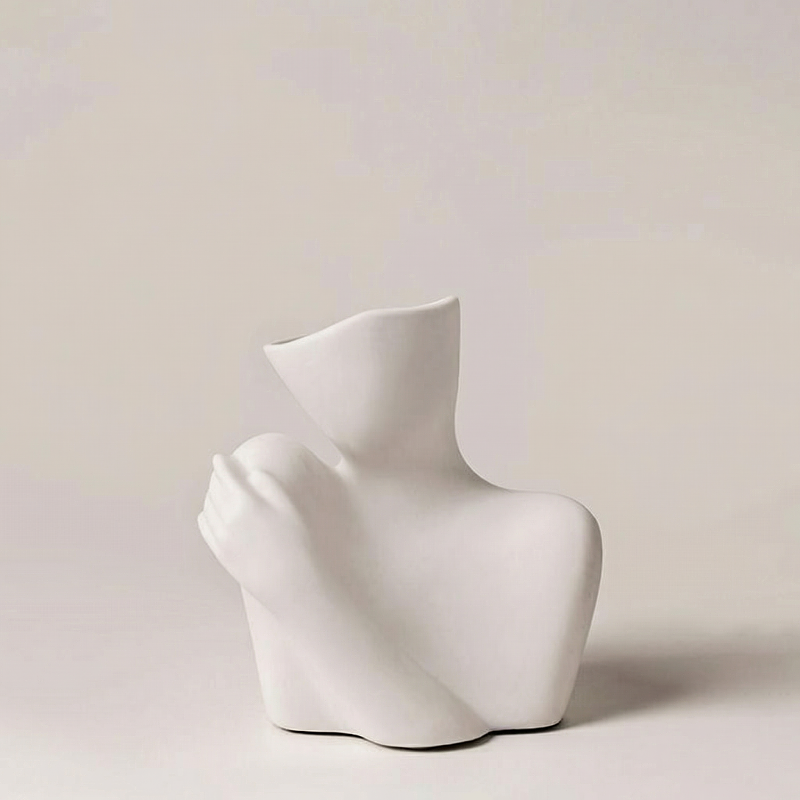 Vase céramique blanc buste femme modèle B
