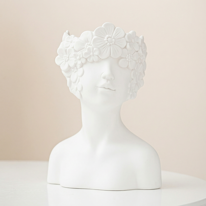 Vases buste en céramique blanche design floral – Sculpture décorative L'UNIVERS DU VASE