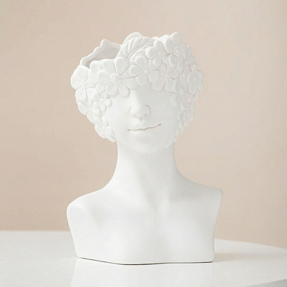 Vases buste en céramique blanche design floral – Sculpture décorative L'UNIVERS DU VASE