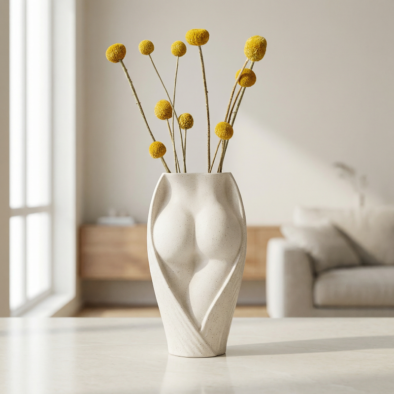 Vase céramique blanc forme fesses lifestyle