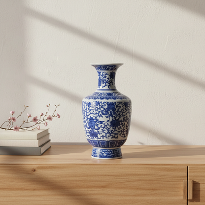 Vase céramique bleu et blanc Eight-treasure lifestyle