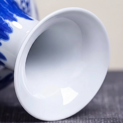 Vase céramique chinois motif lotus détail dessus