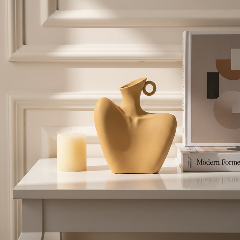 Vase céramique clavicule beige lifestyle