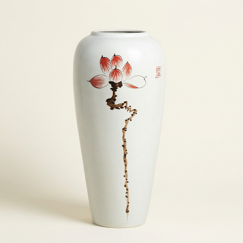 Vase céramique contemporain fleur blanc taille L