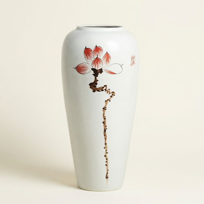 Vase céramique contemporain fleur blanc taille L