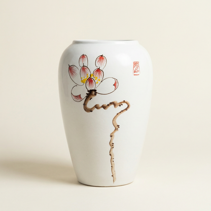Vase céramique contemporain fleur blanc taille M