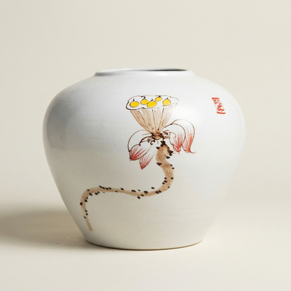 Vase céramique contemporain fleur blanc taille S