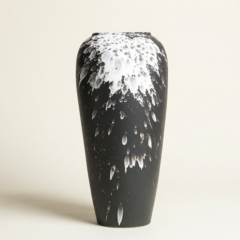 Vase céramique contemporain noir et blanc taille L