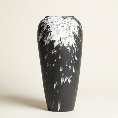Vase céramique contemporain noir et blanc taille L