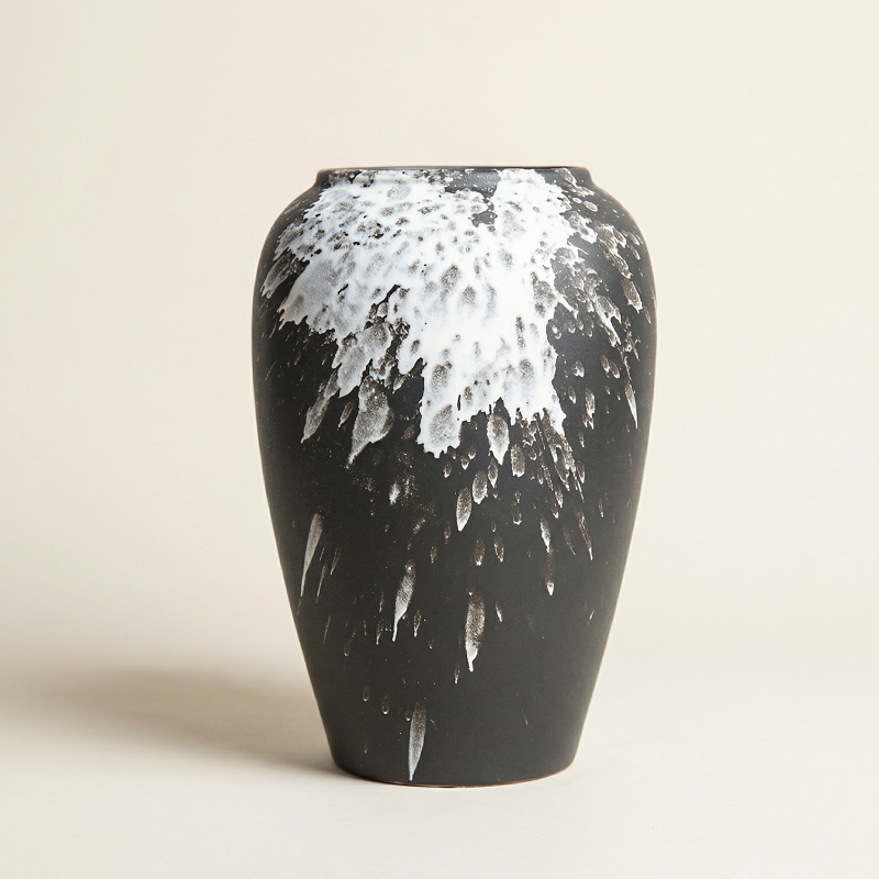 Vase céramique contemporain noir et blanc taille M