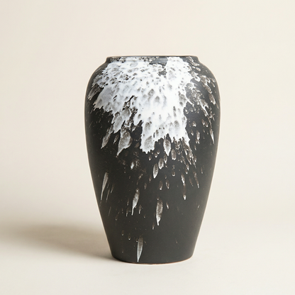 Vase céramique contemporain noir et blanc taille M