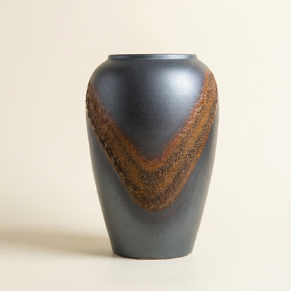 Vase céramique contemporain noir et marron taille M