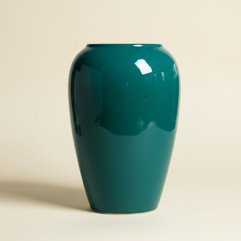 Vase céramique contemporain vert paon taille M