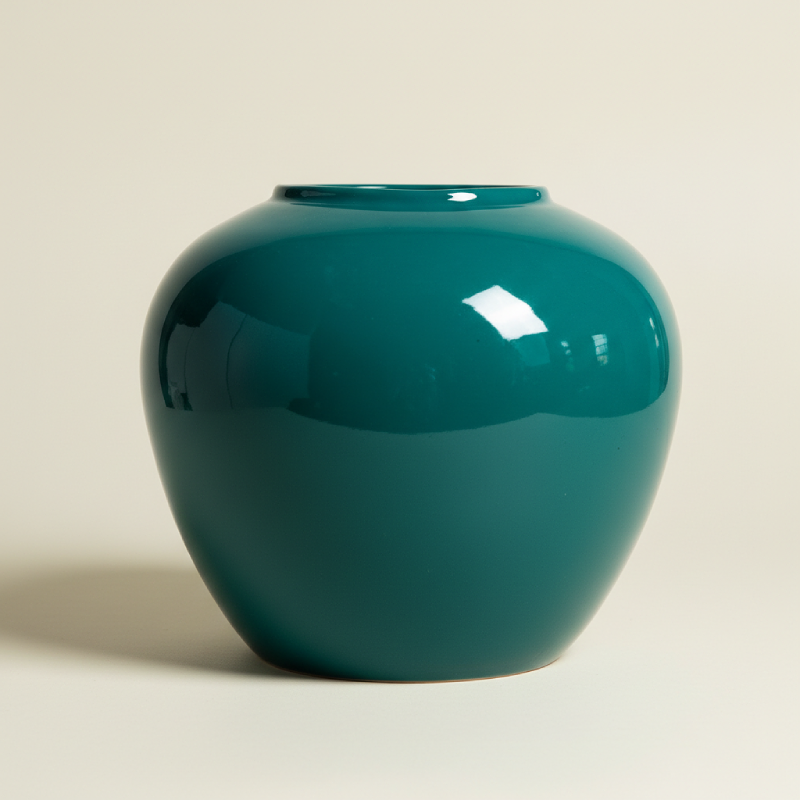 Vase céramique contemporain vert paon taille S