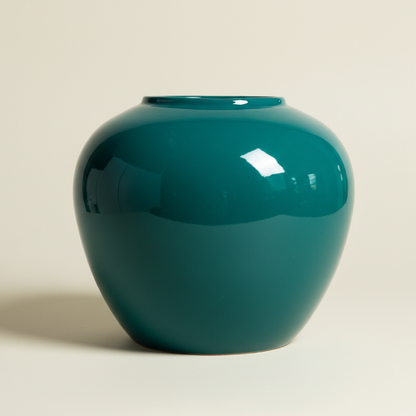 Vase céramique contemporain vert paon taille S
