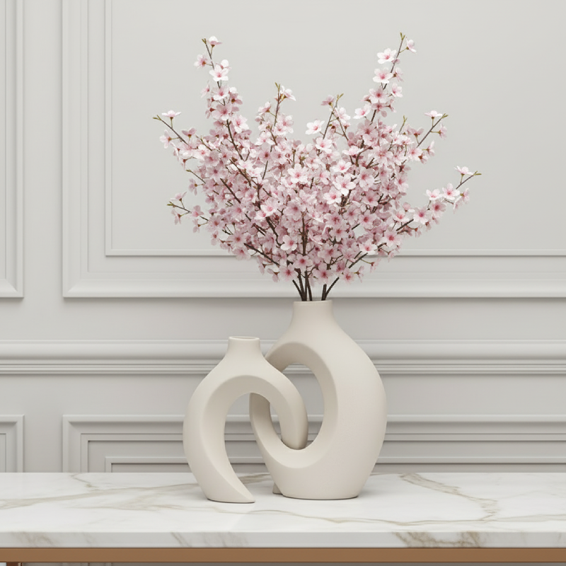 Vase ceramique design nordique blanc