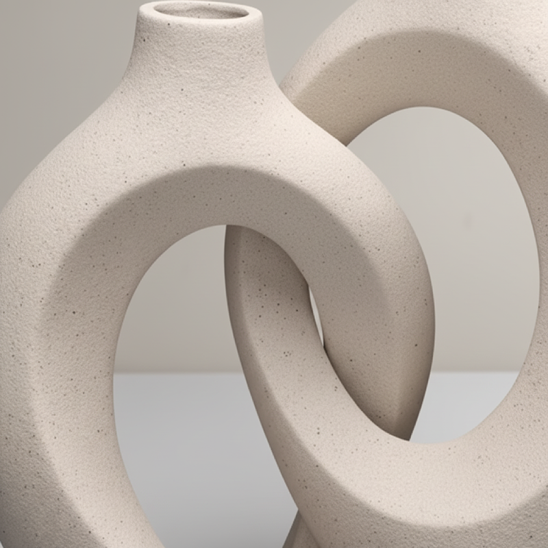 Vase ceramique design nordique blanc detail matiere