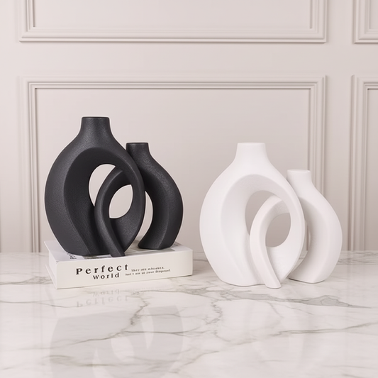 Vase ceramique design nordique blanc noir collection