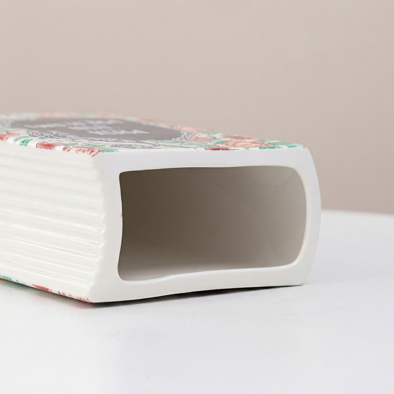 Vase céramique forme livre détail haut